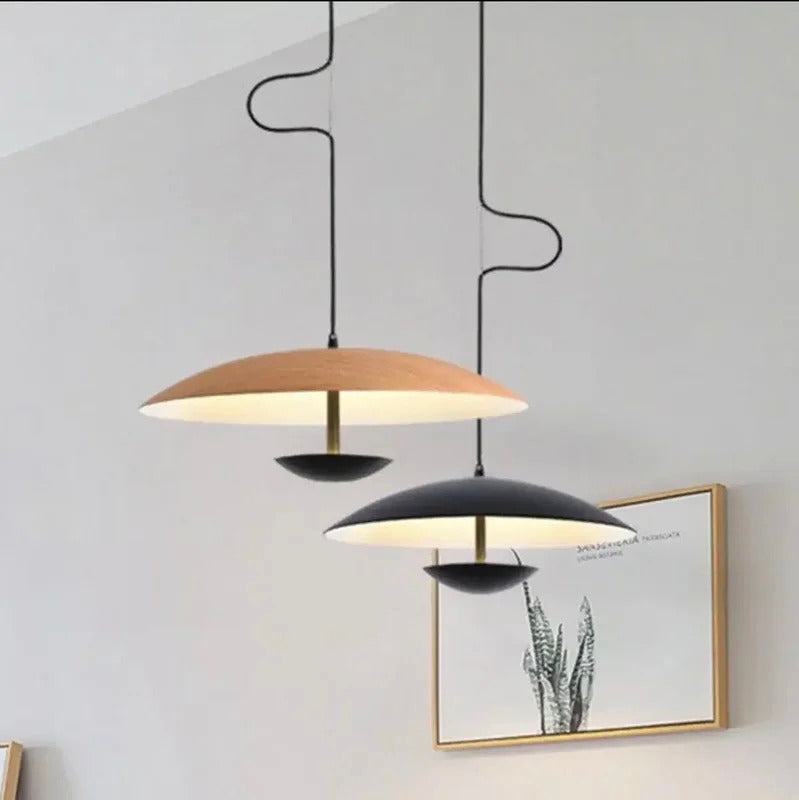 Nordic Design Led Pendant Lights Wood Grain Black For Dining Table Room Kitchen Hanging Lamp Fixture Home Decor Lighting Lusters