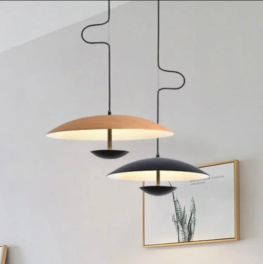Nordic Design Led Pendant Lights Wood Grain Black For Dining Table Room Kitchen Hanging Lamp Fixture Home Decor Lighting Lusters