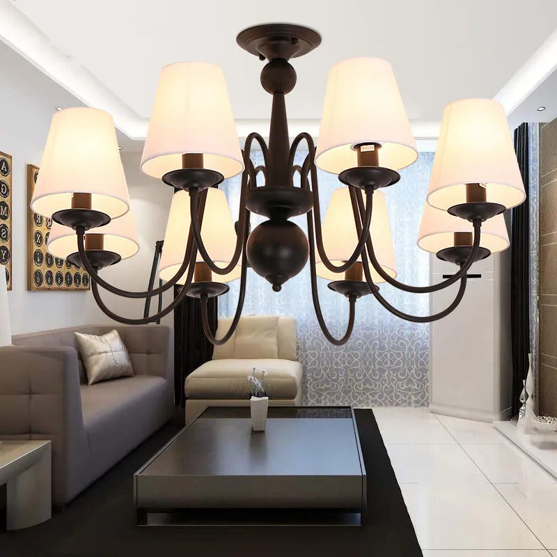 Ameican Black Rustic Chandelier Hotel Salon Hanging Lamp