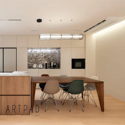 Restaurant Long Stripe Pendant Light Smoke Gray Glass Lampshade Nordic Led Hanging Light Living Dining Room Decor Pendant Lamp