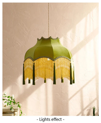 French Green Tassel Dining Room Chandeliers Retro Tassel pendant lamp