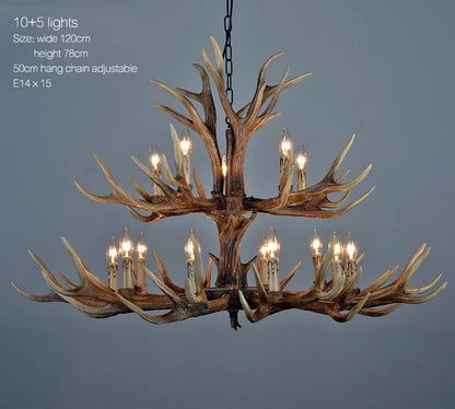 Rustic chandelier industrial wind lamps restaurant Internet cafe decoration antler lamp