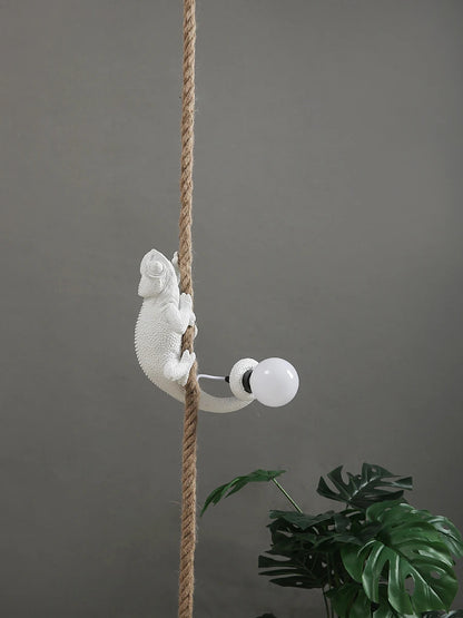 Resin chameleon pendant light Retro Hemp Rope Monkey Pendant Lamp