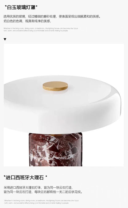 Marble luxury Table Lamps Danish Atmosphere LED Desk Light Charging Touch Switch lighting