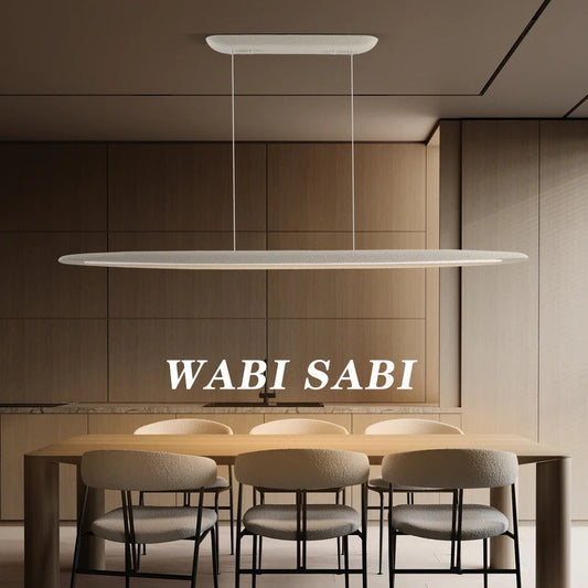 Minimalist Long Strip Wabi Sabi Dining Room Pendant Lamp Tea Bar Cafe LED Ceiling Chandelier