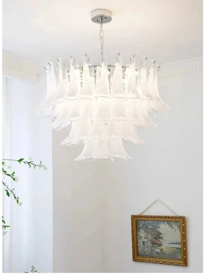 White Petal Glass chandelier French branch shaped crystal pendant light