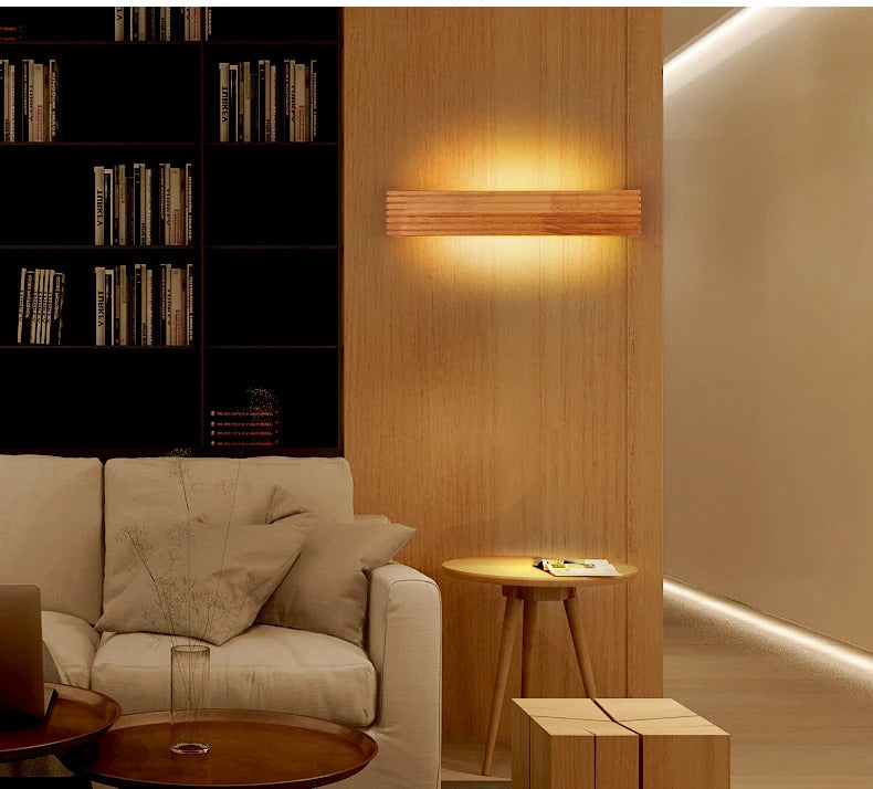 Modern Bathroom Mirror Wall Lamps Nordic Solid Wooden Linear LED Sconce light