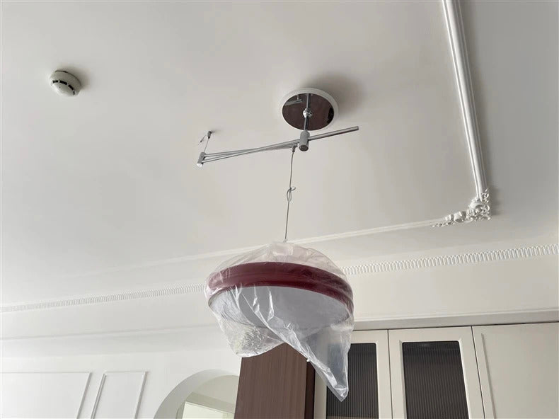 French Flying Saucer Pendant Light Creative Design Extendable Rotating Long Pole Lamp