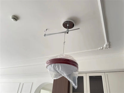 French Flying Saucer Pendant Light Creative Design Extendable Rotating Long Pole Lamp