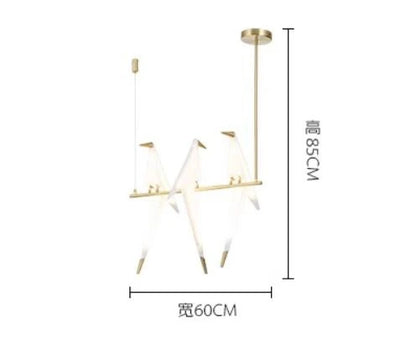 Perch Light Chandeliers designer bird lamps For Restaurant Children's Room paper cranes origami lamp bedroom room Swing light