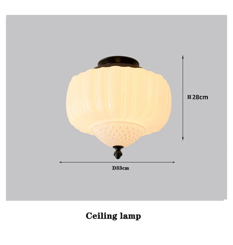 French Medieval Glass Pendant Lamp Milk White Glass LED Pendant Light