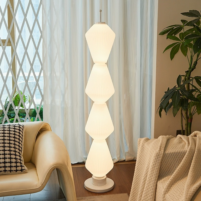 Modern Long Floor Lamp Nordic Minimalist Cream Lampshade Iron Base standing lights