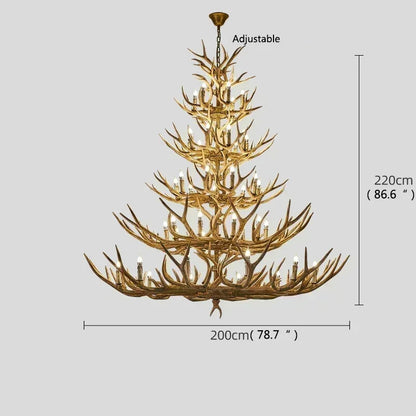 Christmas Style Antler Deer Chandelier for Living Room Loft Large Resin Deer Hanging Lamp Fixture Farmhouse BIg Hanging Light