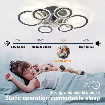 living room ceiling fan light Nordic LED remote control living room cooling fan light