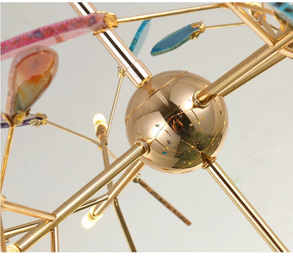 LED agate chandelier blue/green/purple/pink romantic chandelier