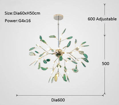 LED agate chandelier blue/green/purple/pink romantic chandelier