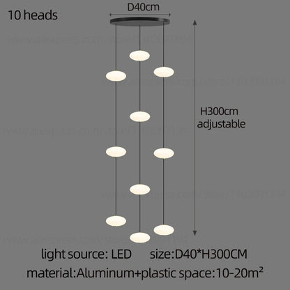 Modern villa Staircase Chandelier Nordic Oval String Ball Duplex Building LED pendant Light