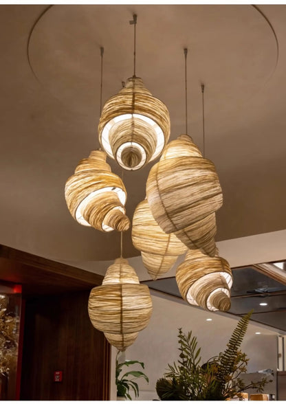 Japanese Staircase Pendant Lamp Creative Personality Art Croissant LED Chandelier