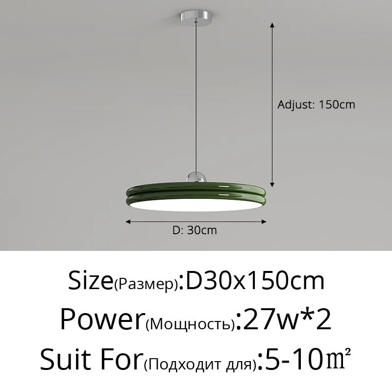 French Flying Saucer Pendant Light Creative Design Extendable Rotating Long Pole Lamp