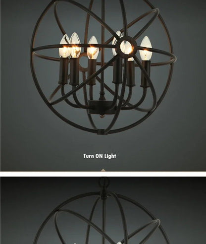 Retro Wrought Iron Chandelier Rustic Orb Vintage Crystal Bird Cage pendant lamps