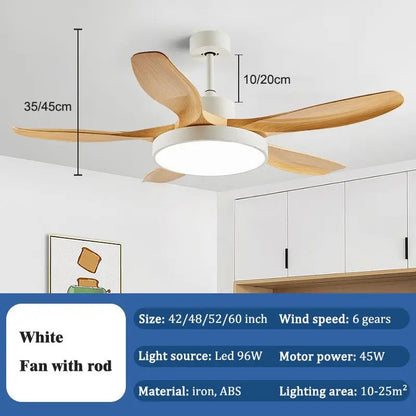 Nordic Large Ceiling Fans light Modern Natural wood color Simple Remote Control Ceiling Fan lamp