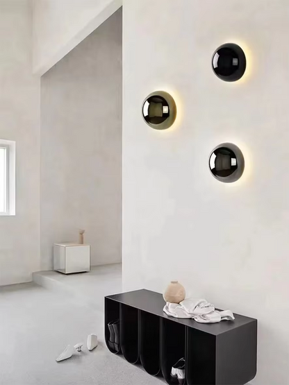 Minimalist Plated Silver Luxurious Wall Lamp Modern Simple Circular Lunar Eclipse sconce