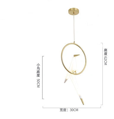 Perch Light Chandeliers designer bird lamps For Restaurant Children's Room paper cranes origami lamp bedroom room Swing light