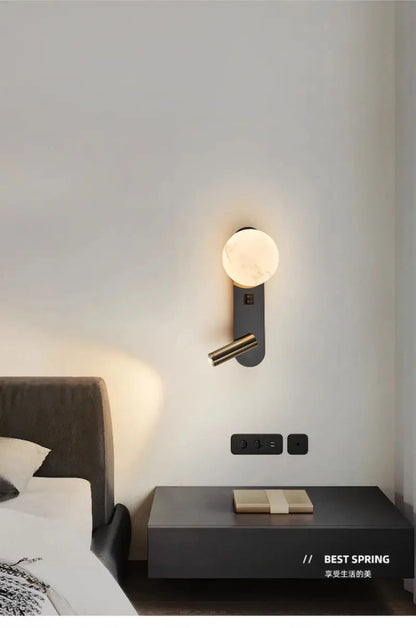 Nordic minimalist bedside wall light Modern moon with spotlights Adjustable wall lamps