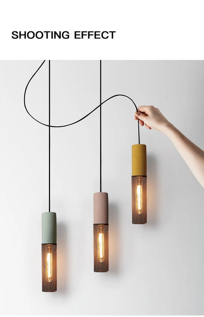 Industrial Concrete Pendant Light Home Decoration Chandelier Fixture Iron Shade Cement Hanging Lamp