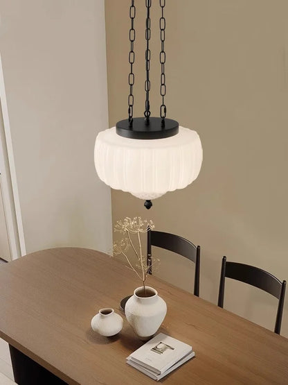 French Medieval Glass Pendant Lamp Milk White Glass LED Pendant Light