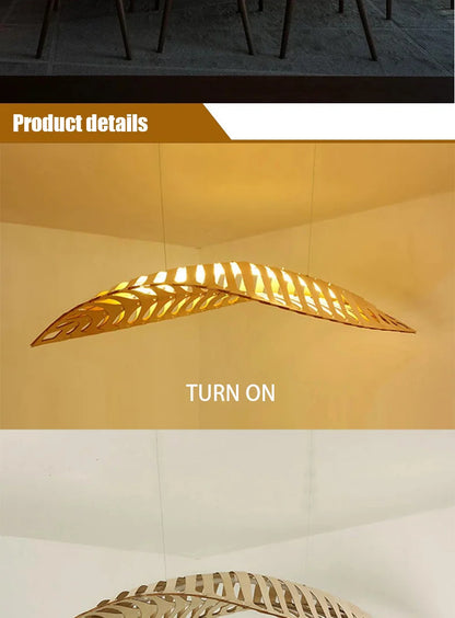 Japanese Wabi Sabi Leaf Chandeliers Art designer Fish Bone Retro Minimalist Pendant Light