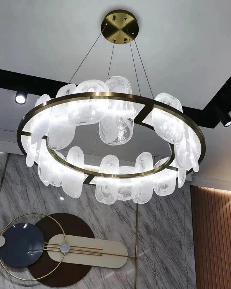 Modern Luxury crystals Ring Chandelier Italian designer glass golden pendant light