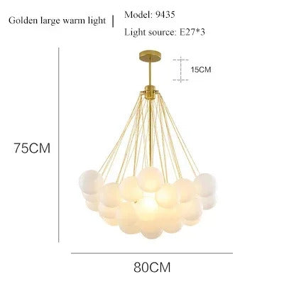 Nordic Simple Frosted Glass Bubble Ball Chandelier Bedroom Clothing Store Lamp Cloud Soft Look Children Room Pendant Lights LED
