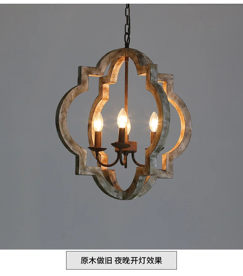 American Vintage Wrought Iron Gold Chandelier Nordic Design Living Room Pendant Lamp