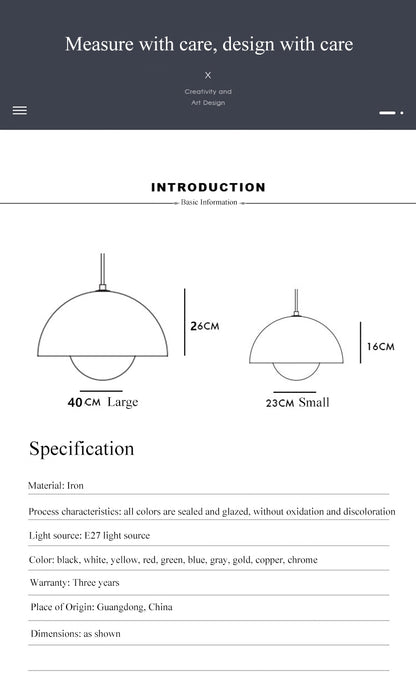 Denmark Designer Semicircular Flower Bud Pendant Lamp LED Lighting Luminaires