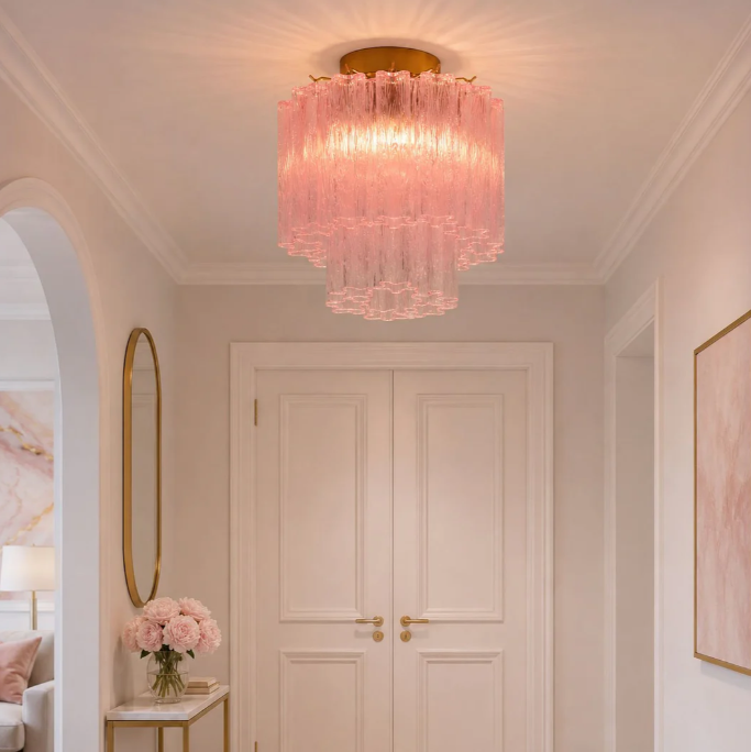 Fiora Pink Glass Ceiling Lamp - Colorful Ocean Glass Ceiling Lamp