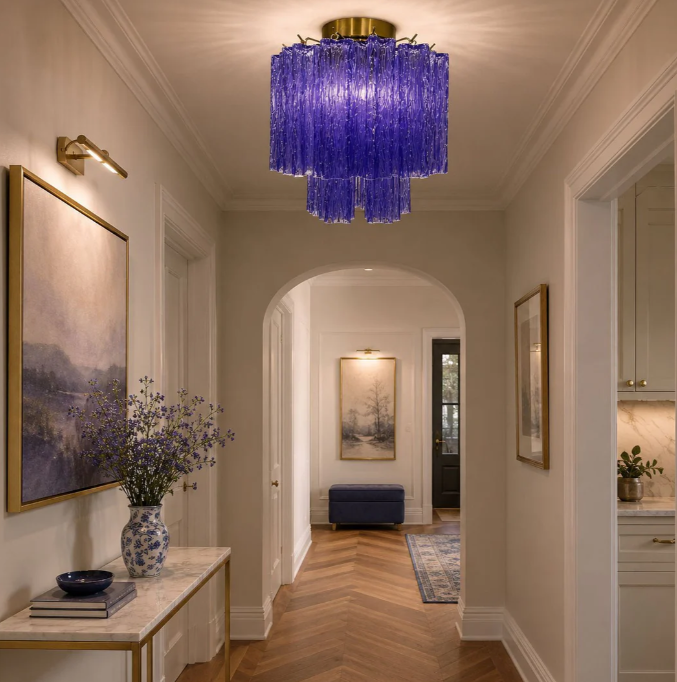 Fiora Pink Glass Ceiling Lamp - Colorful Ocean Glass Ceiling Lamp