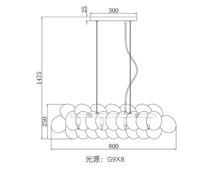 Gross glass bubble Pendant lamp bedroom kitchen island light