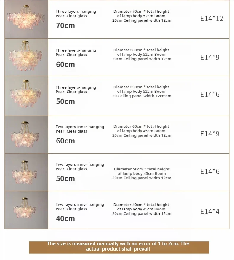 French Flower Crystal Chandelier Lamp Luxury Pink Glass Cream Petal Pendant Lights Living Room Bedroom Dining Room lighting