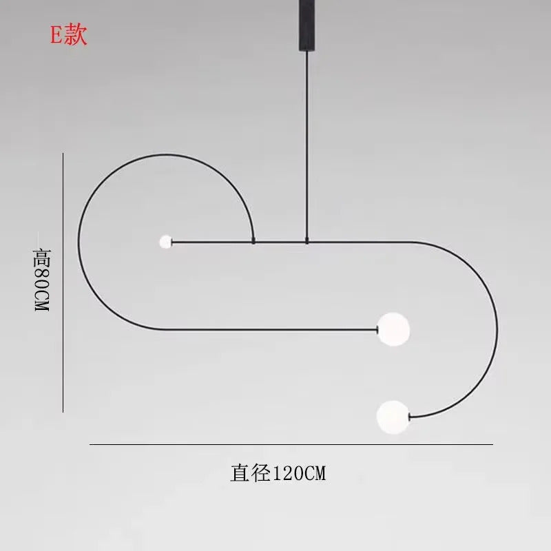 Postmodern geometric chandelier Red Glass Ball minimalist lamp