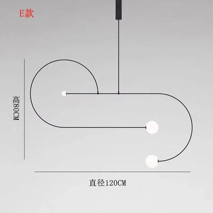 Postmodern geometric chandelier Red Glass Ball minimalist lamp