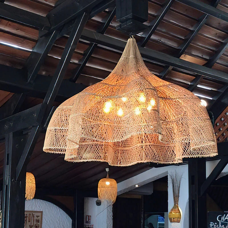 Wabi Sabi Rattan Pendant Lamp Modern Living Room Wicker Pendant Lamp
