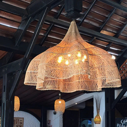 Wabi Sabi Rattan Pendant Lamp Modern Living Room Wicker Pendant Lamp