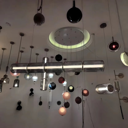 Restaurant Long Stripe Pendant Light Smoke Gray Glass Lampshade Nordic Led Hanging Light Living Dining Room Decor Pendant Lamp