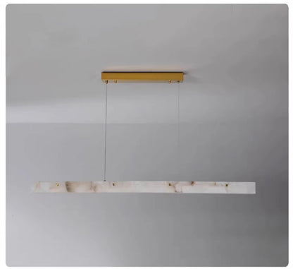 Luxury Linear Pendant Light LED Minimalist Natural Marble Chandelier Hanging Ceiling Fixtures for Kitchen Island Dining Room Bar