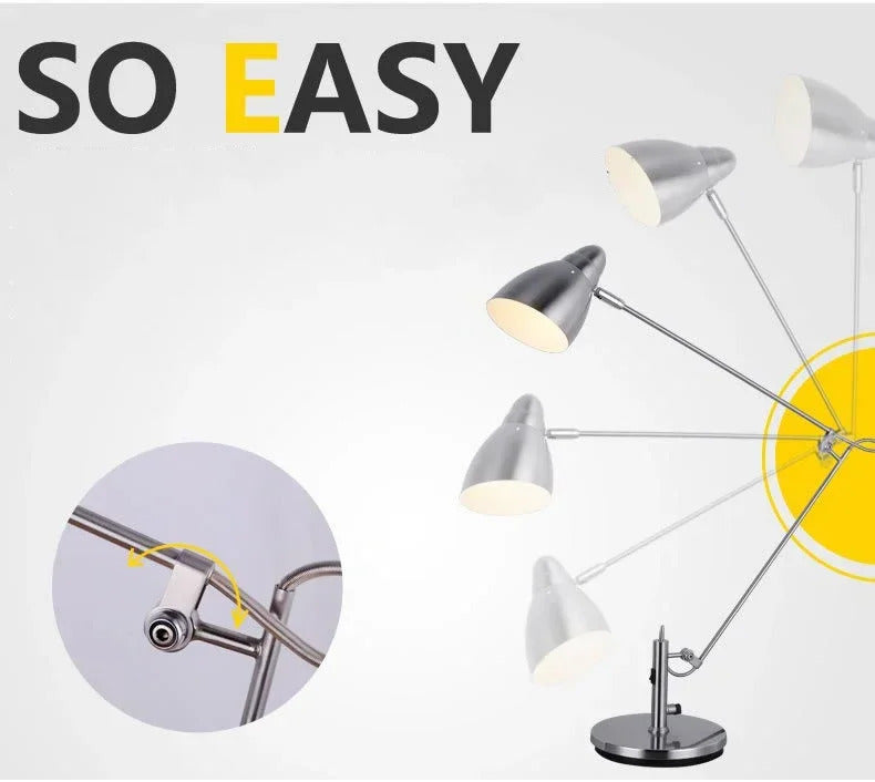 Swing Long Arm Table Lamp Flexible Adjustable Aluminum Desk Light with E27 Bulb led floor lamp