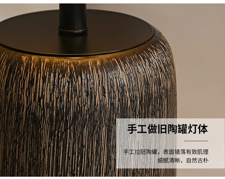 Ceramic Floor Lamp Quiet Pottery Pot Cloth Zen Floor Table Light