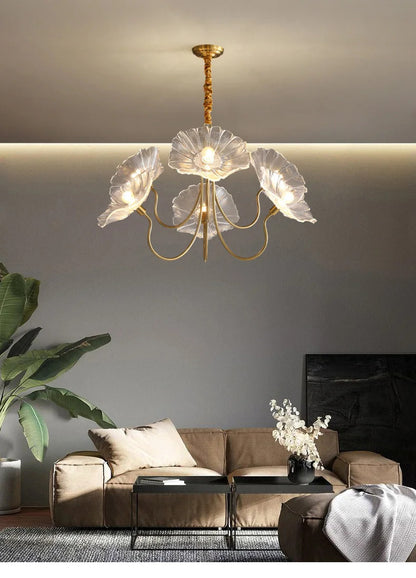 Lotus Flower Chandelier Modern Glass Flowers Led Chandelier