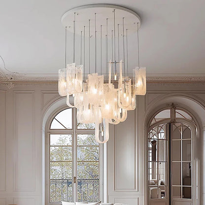 Nordic Cream Style Glass Pendant Lamp Luxury stair chandelier