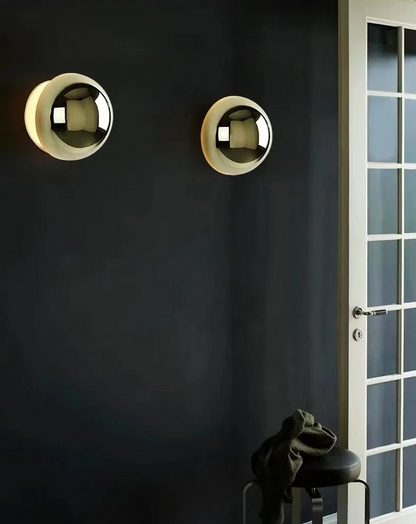 Minimalist Plated Silver Luxurious Wall Lamp Modern Simple Circular Lunar Eclipse sconce